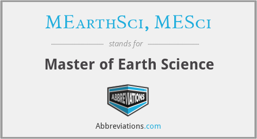 MEarthSci, MESci - Master of Earth Science